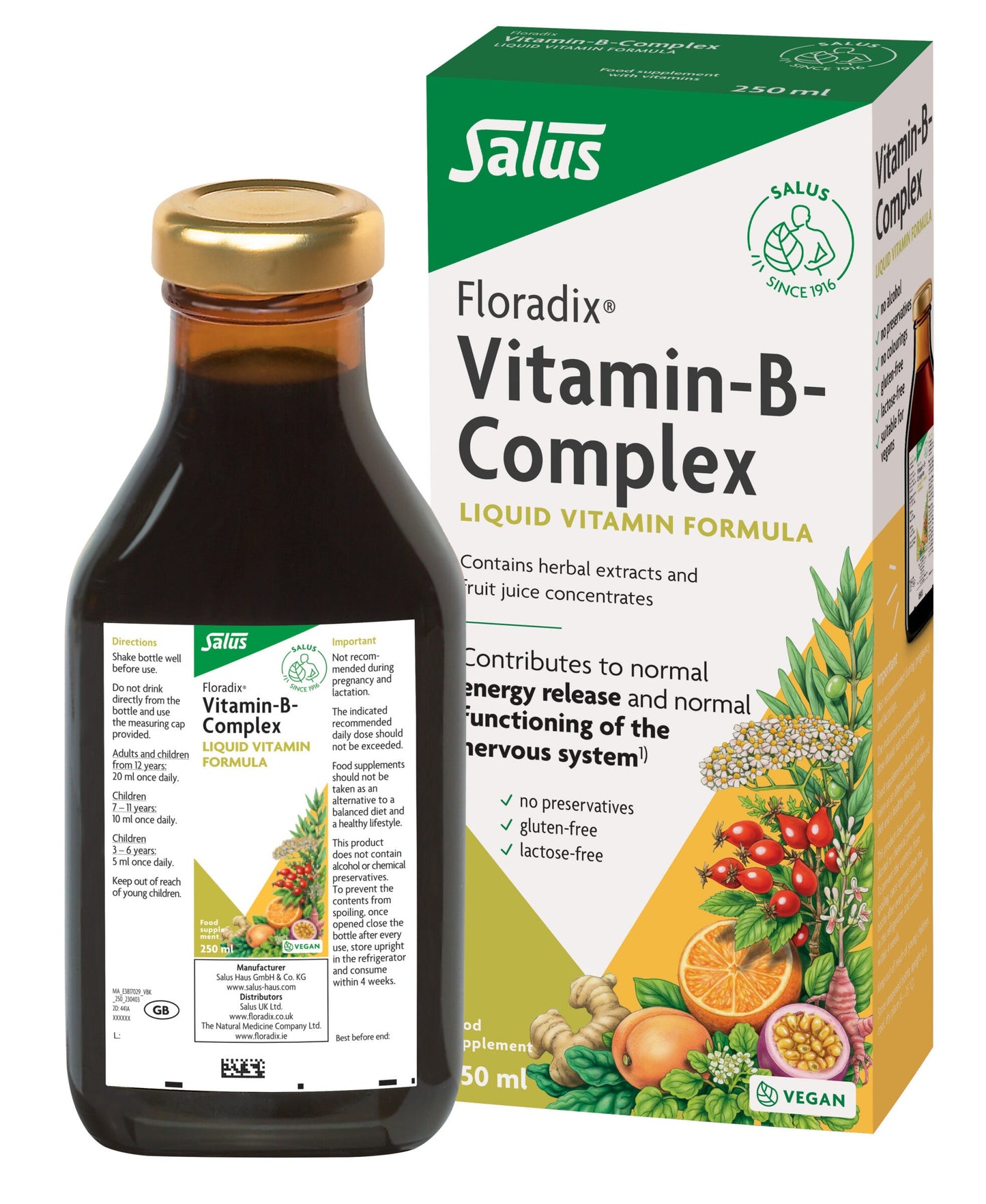 Floradix Vitamin-B-Complex Liquid Formula - 250ml