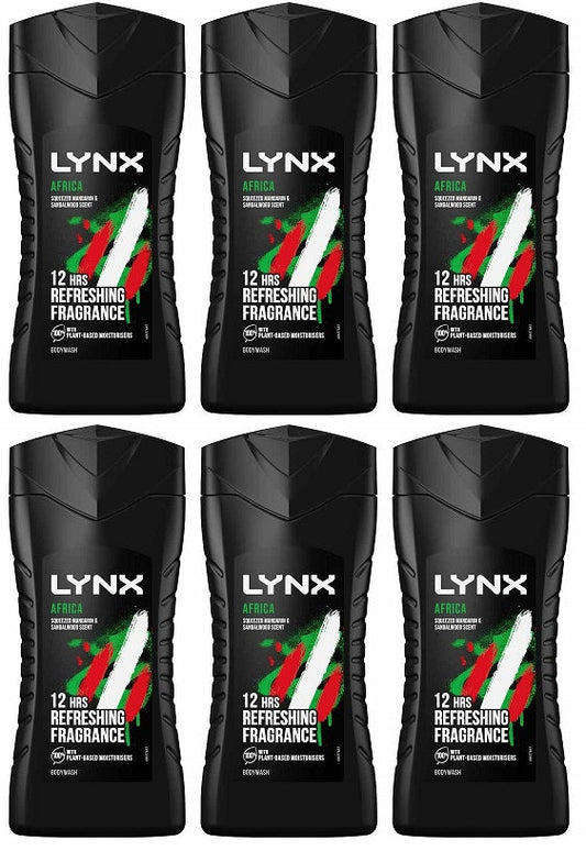6 x Lynx  Shower Gel Africa 225 Ml