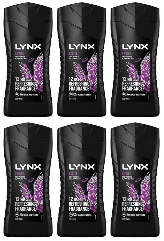 6 x Lynx  Lynx Excite Shower Gel Excite 225 Ml