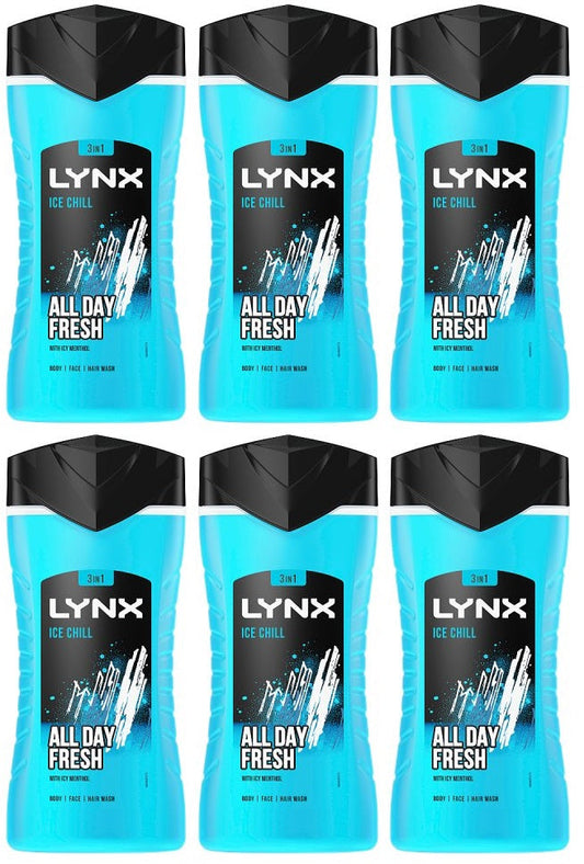 6 x Lynx  Lynx Ice Chill Shower Gel Ice Chill 225 Ml