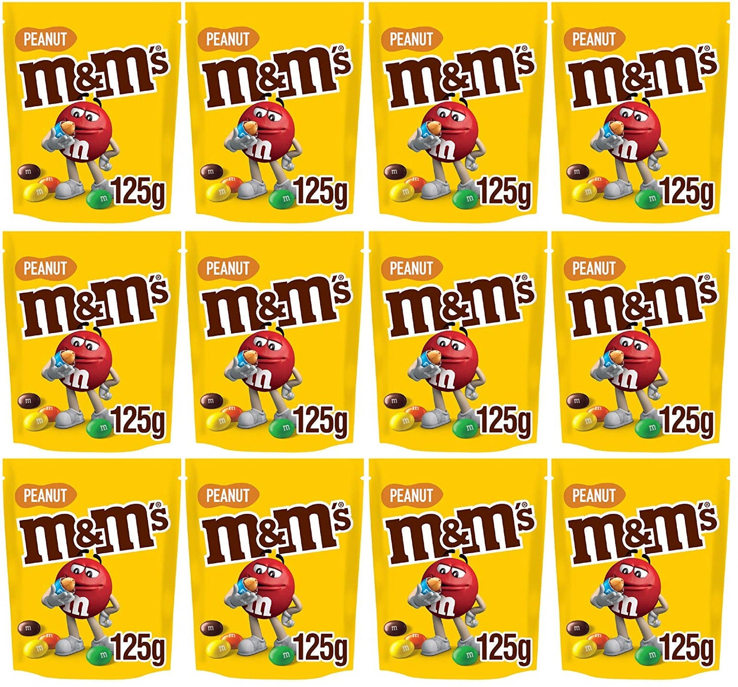 12 x M&M's Peanut Chocolate Pouch Bag 125G