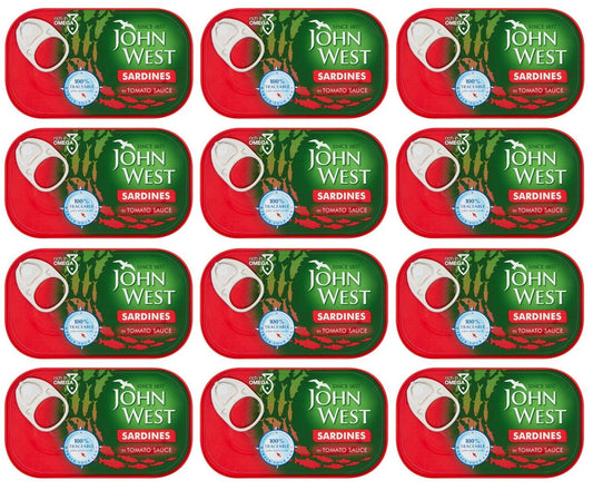 12 x John West Sardines In Tomato Sauce 120G