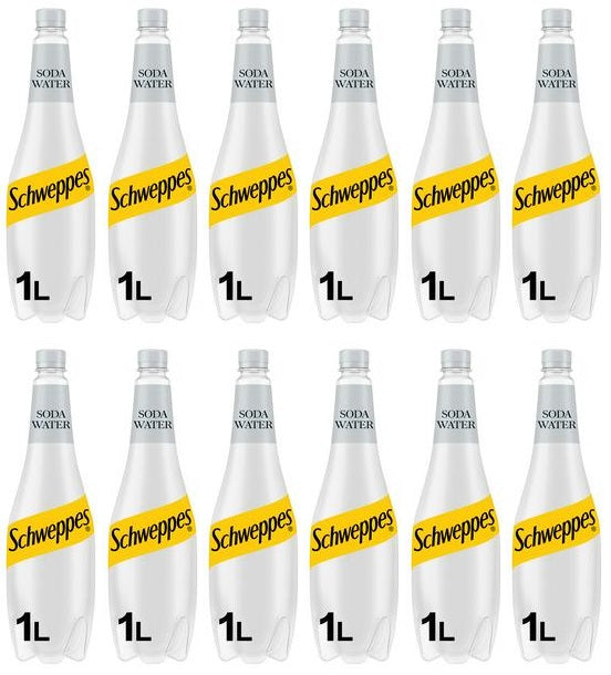 12 x Schweppes Soda Water 1L