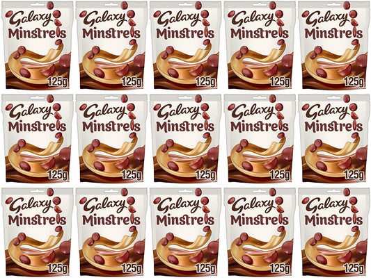 15 x Galaxy Minstrels Milk Chocolate Buttons Pouch Bag 125G