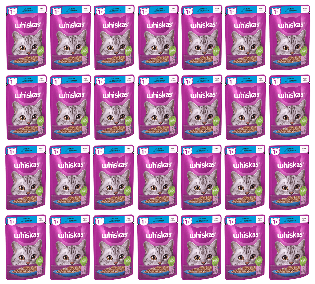 28 x Whiskas Cat 1+ Pouch Tuna & Jelly - 85Gm