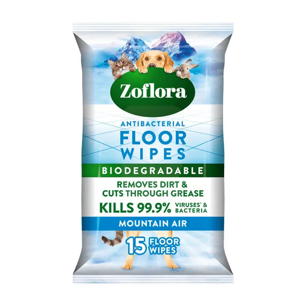 12 x Zoflora Floor Wipes Mountain Air  - 15 PACK