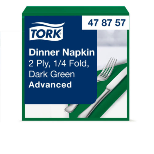 12 x Tork Dinner Napkin Dark Green 2Ply 150Pk