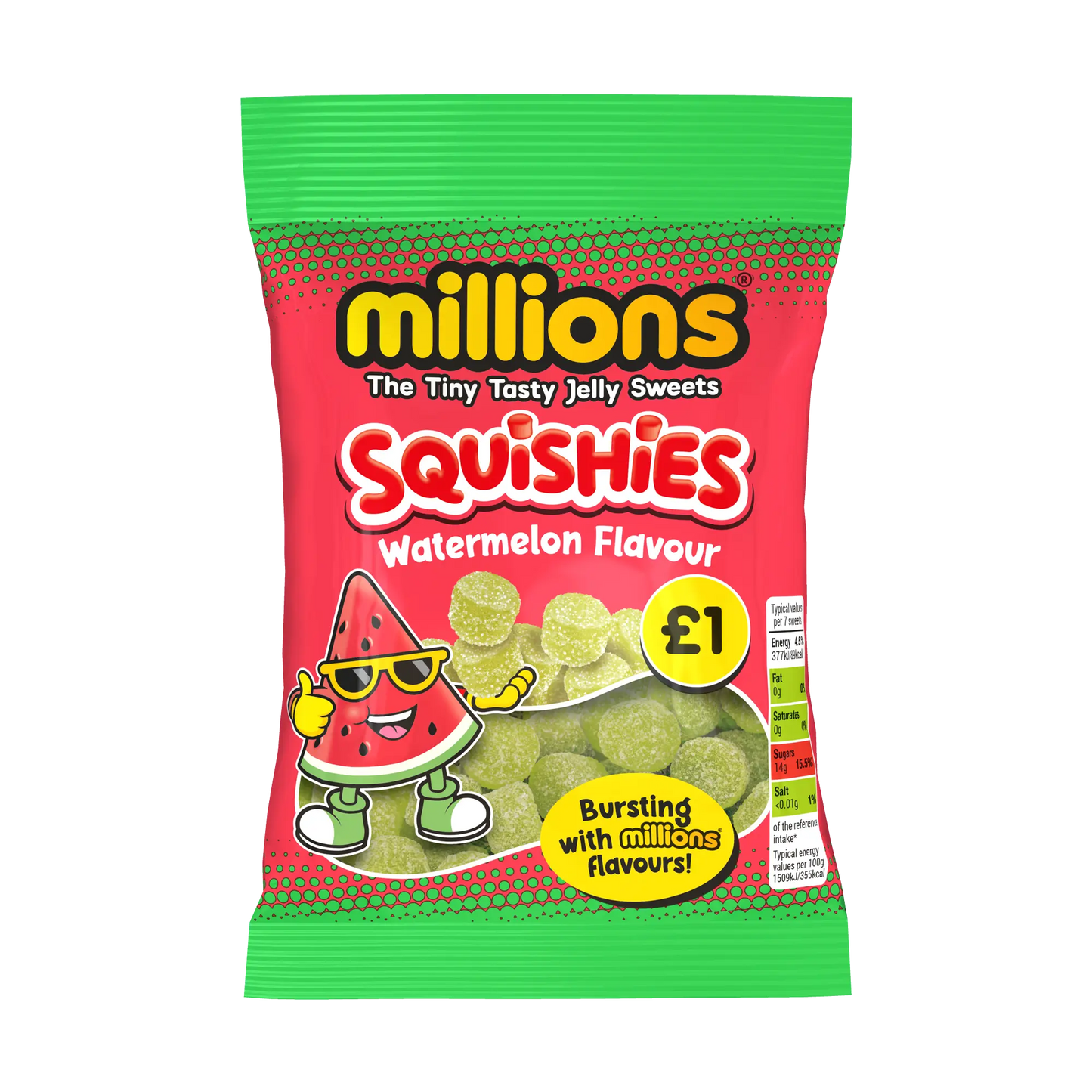 12 x Millions Squishies Watermelon Bag - 100GM