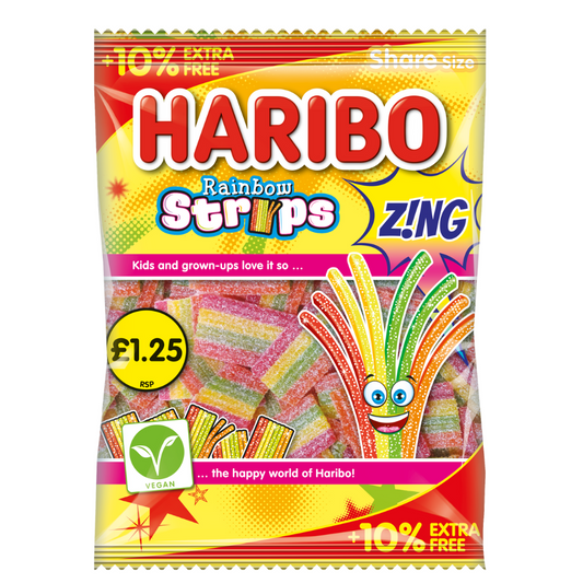 12 x Haribo Rainbow Strips Zing (10% Extra Free) - 143GM