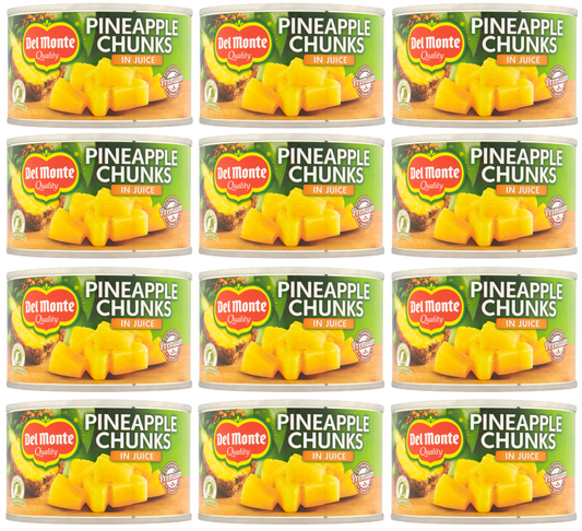 12 x Del Monte Pineapple Chunks In Juice 230Gm