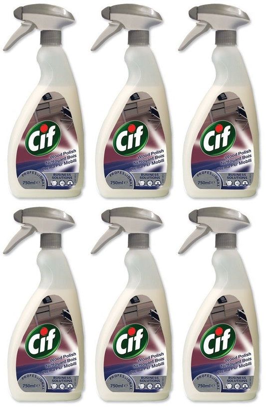 6 x Cif Professional Wood Polish 750Ml