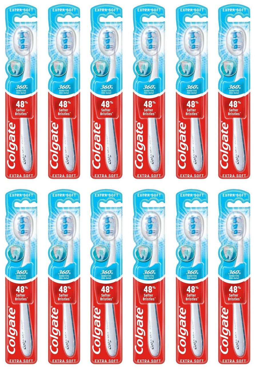 12 x Colgate 360 Sensitive Pro-Relief Extra Soft Manual Toothbrush