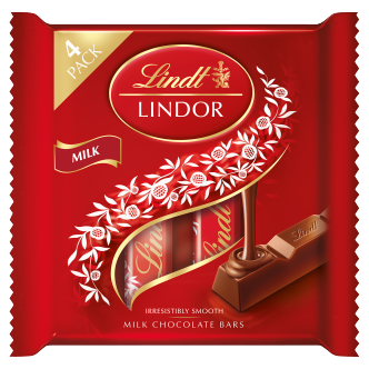 12 x Lindor Milk Treat Bar 4Pk 100Gm