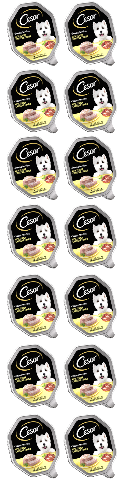 14 x Cesar Classic Terrine Chicken & Turkey 150Gm