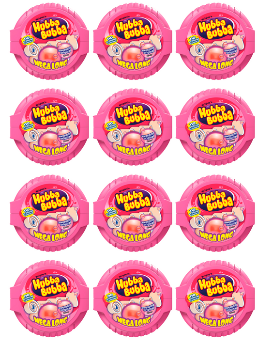 12 x Hubba Bubba Mega Long Tape Original 56Gm