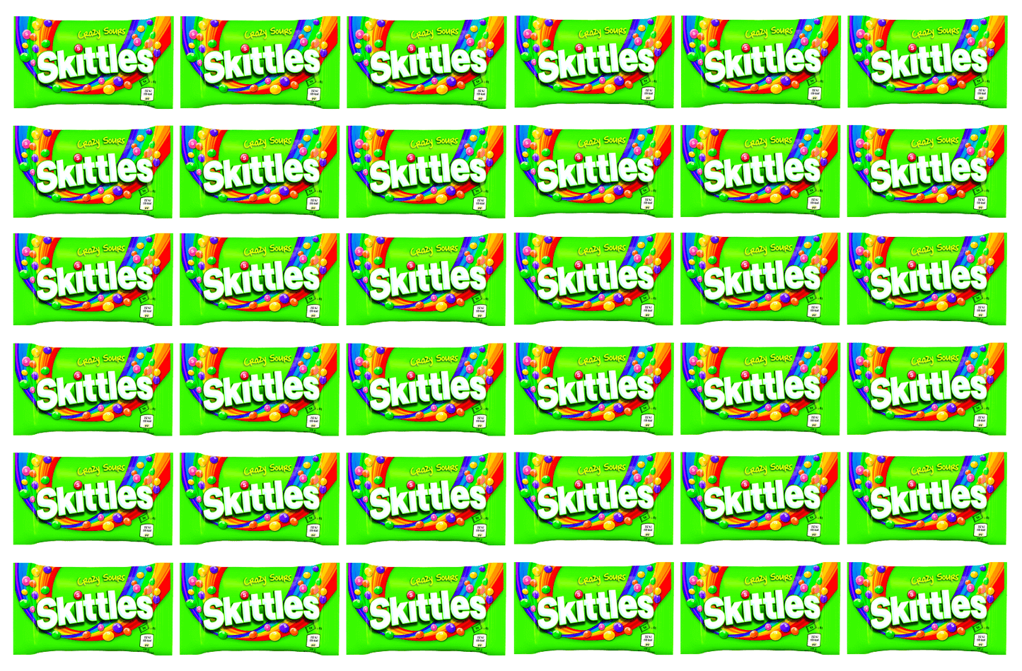 36 x Skittles Crazy Sours Bag 45Gm