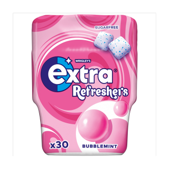 6 X Extra Refreshers Bubblemint Gum Bottle 30Pcs