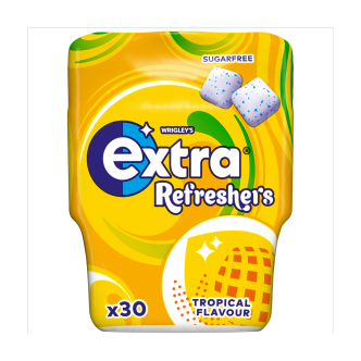 6 x Extra Refreshers Tropical Sf Chewing Gum Bottle 30 Piece