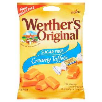 18 x Werthers Original Sugar Free Chewy Toffee Bag 80Gm