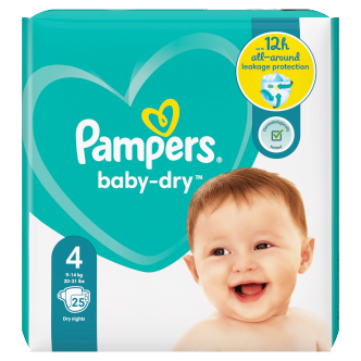 4 x Pampers Baby Dry Size 4 (Maxi) 25 Pack