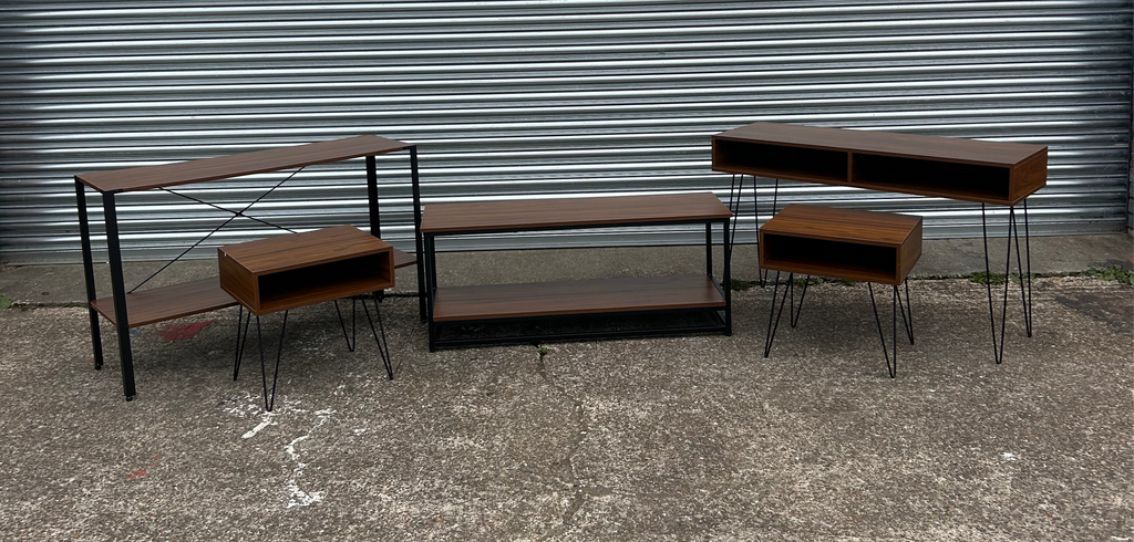5-Piece Industrial Style Furniture Set – Rustic Wood & Metal Finish