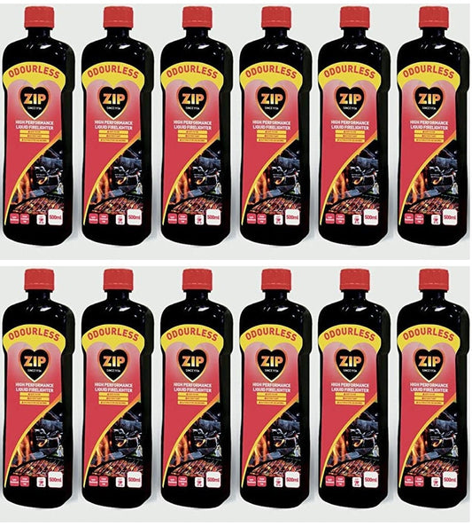 12 x Zip High Performance Liquid Firelighter 500Ml