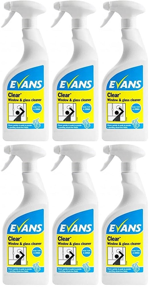 6 x Evans Clear Glass Cleaner