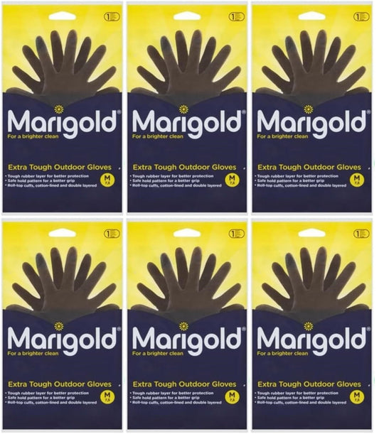 6 x Marigold Extra Tough Outdoor Gloves M 1 Pair