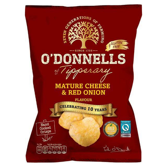 12 x O Donnells Mature Cheese & Red Onion Flavour Crisps 125G