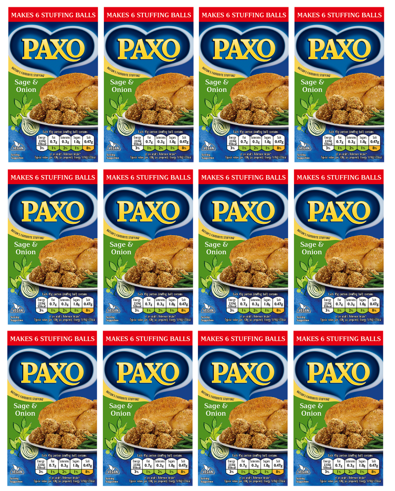 12 x Paxo Sage & Onion Stuffing Mix (Px) 85Gm