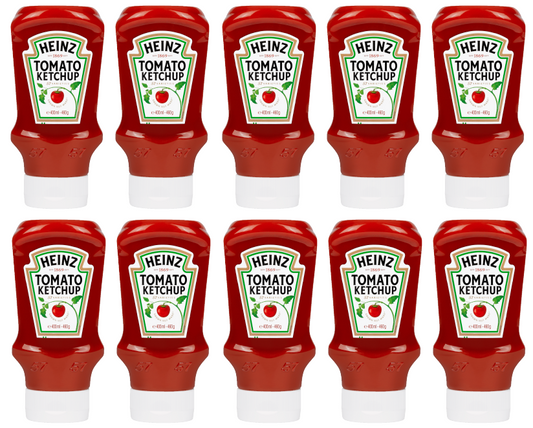 10 x Heinz Tomato Ketchup Top Down 460Gm