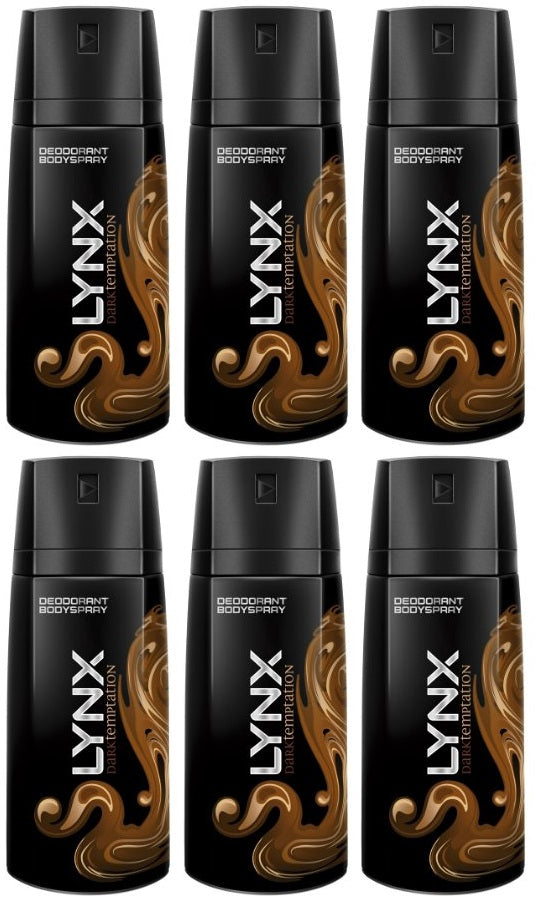6 x Lynx  Aerosol Bodyspray Dark Temptation 150 Ml