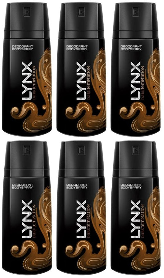 6 x Lynx  Aerosol Bodyspray Dark Temptation 150 Ml