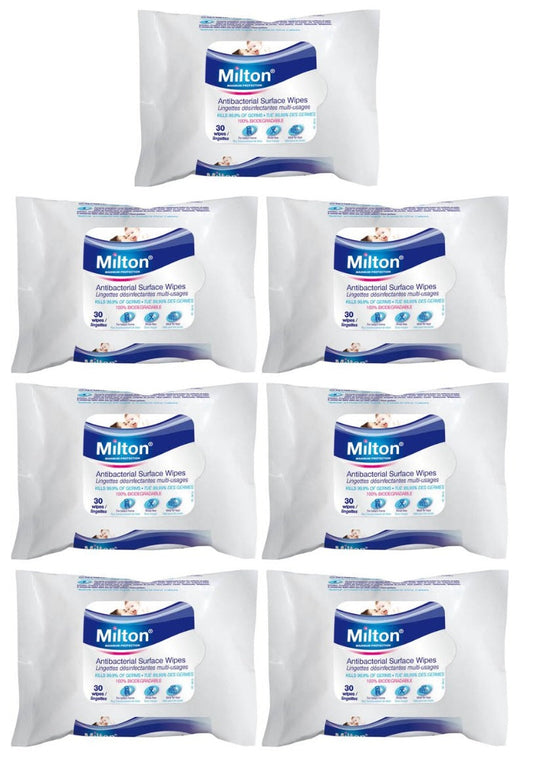 7 x Milton 30 Antibacterial Surface Wipes
