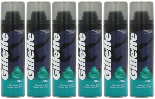 6 x Gillette Classic Sensitive Shave Gel For Sensitive Skin 200Ml