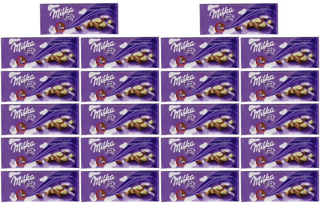 23 x Milka Happy Cows Milk And White Chocolate Bar 100G