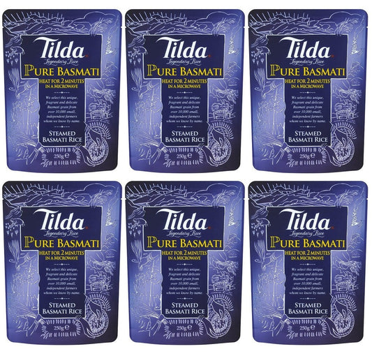 6 x Tilda Pure Microwave Basmati Rice Classics 250G