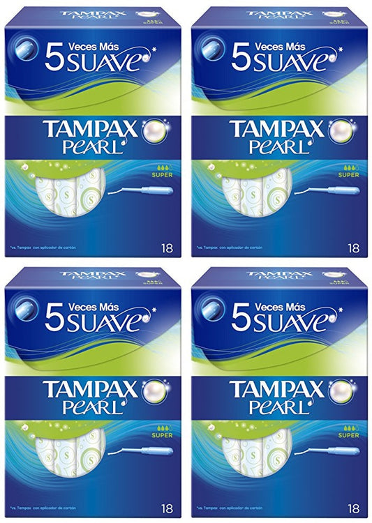 4 x Tampax Pearl Super Tampons With Applicator X 18