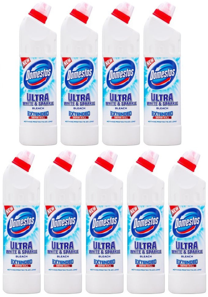 9 x Domestos  Thick Bleach White & Sparkle 750 Ml