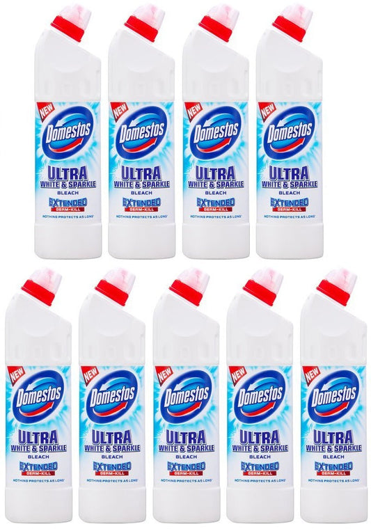 9 x Domestos  Thick Bleach White & Sparkle 750 Ml