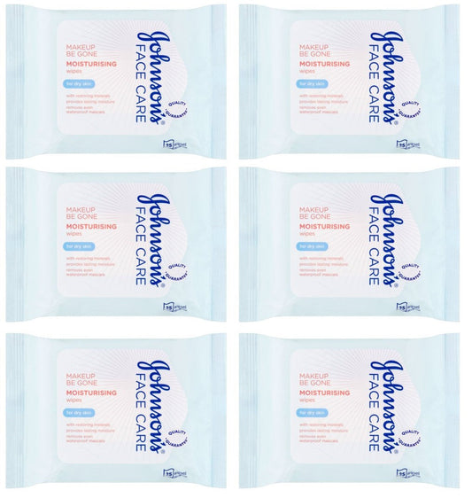 6 x Johnsons Make-Up Be Gone 5-In-1 Moisturising Cleansing Wipes 25 Wipes