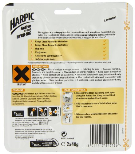 6 x Harpic Active Fresh Hygienic Lavender 2 X 40G