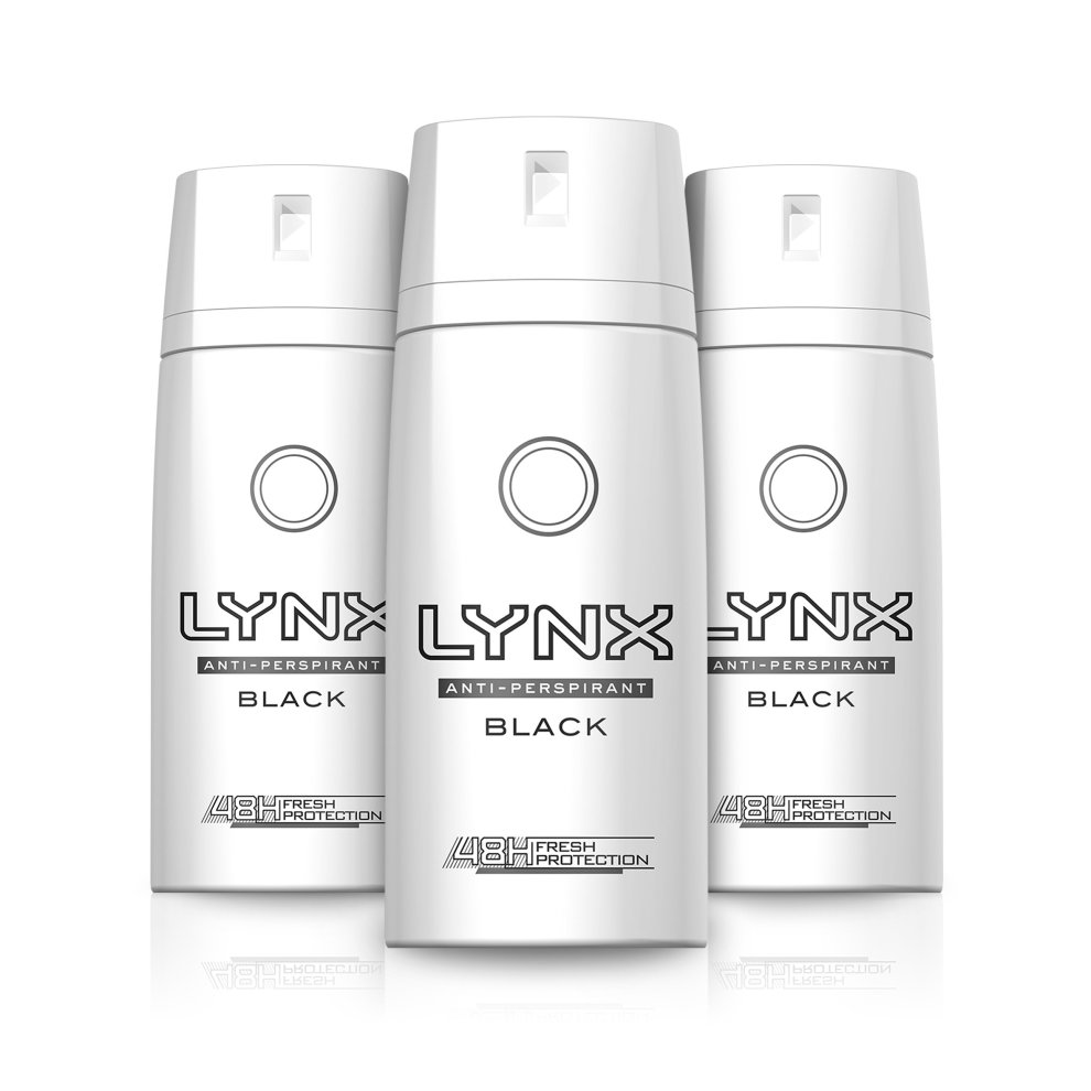 6 x Lynx  Anti-Perspirant Deodorant Spray Black 150Ml