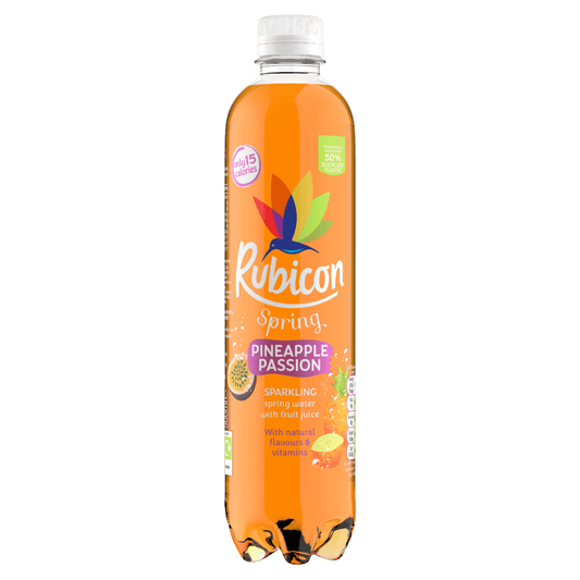 12 x Rubicon Spring Pineapple Passion Flavoured Sparkling Spring Water 500Ml