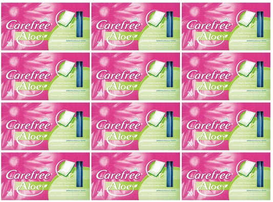 12 x Carefree® Cotton Aloe Pantyliners 20Ct