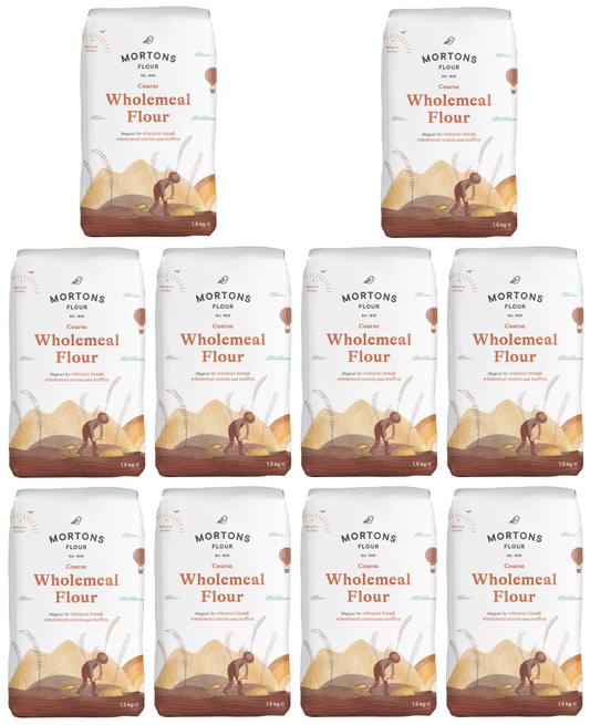 10 x Mortons Coarse Wholemeal Flour 1.5Kg