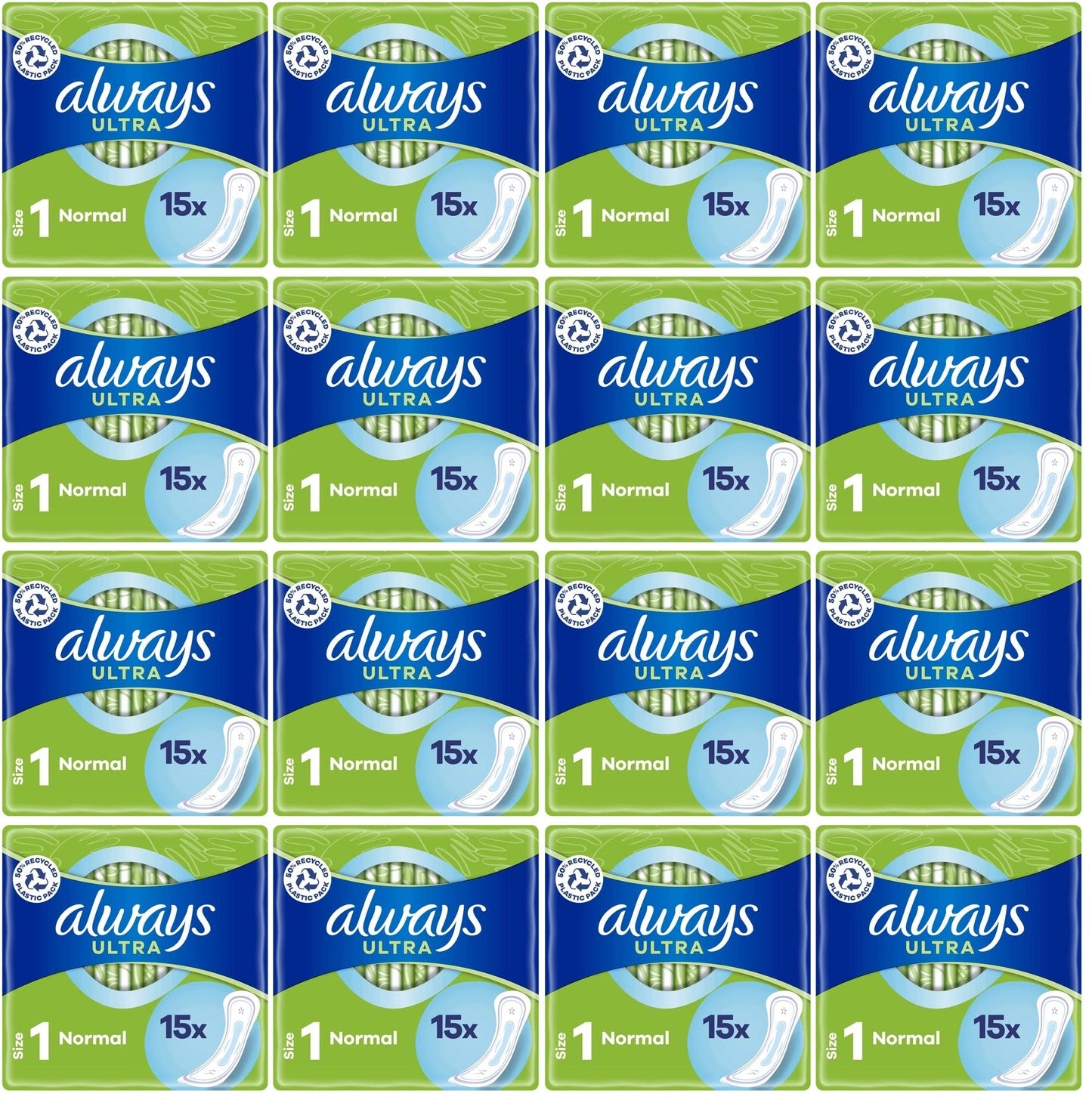 16 x Always Ultra Day Sanitary Towels Normal (Size 1)  15 Pads