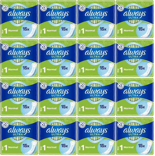 16 x Always Ultra Day Sanitary Towels Normal (Size 1)  15 Pads