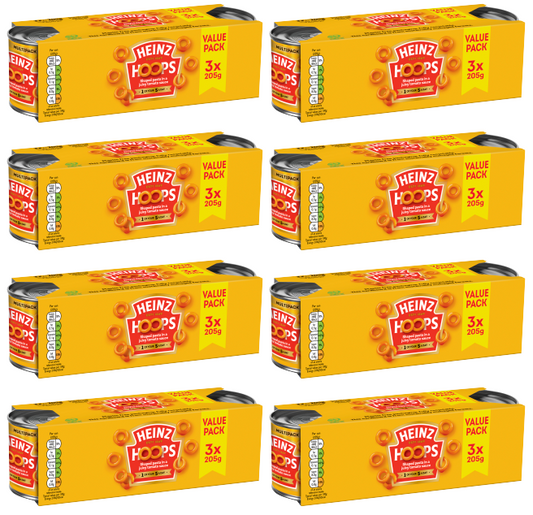 8 x Heinz Spaghetti Hoops Triple Pack 3X205Gr
