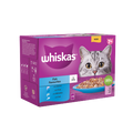 4 x Whiskas Cat 7+ Pouch Jelly Fish Favourites 12 Pack - 12X85Gm
